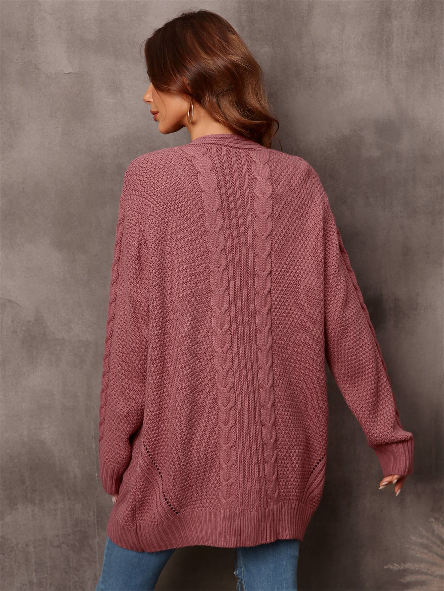 Warm Fall Mixed Knit Open Front Longline Cardigan-Angel Casuals