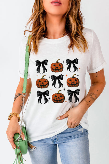 Pumpkin Round Neck Short Sleeve T-Shirt-Angel Casuals