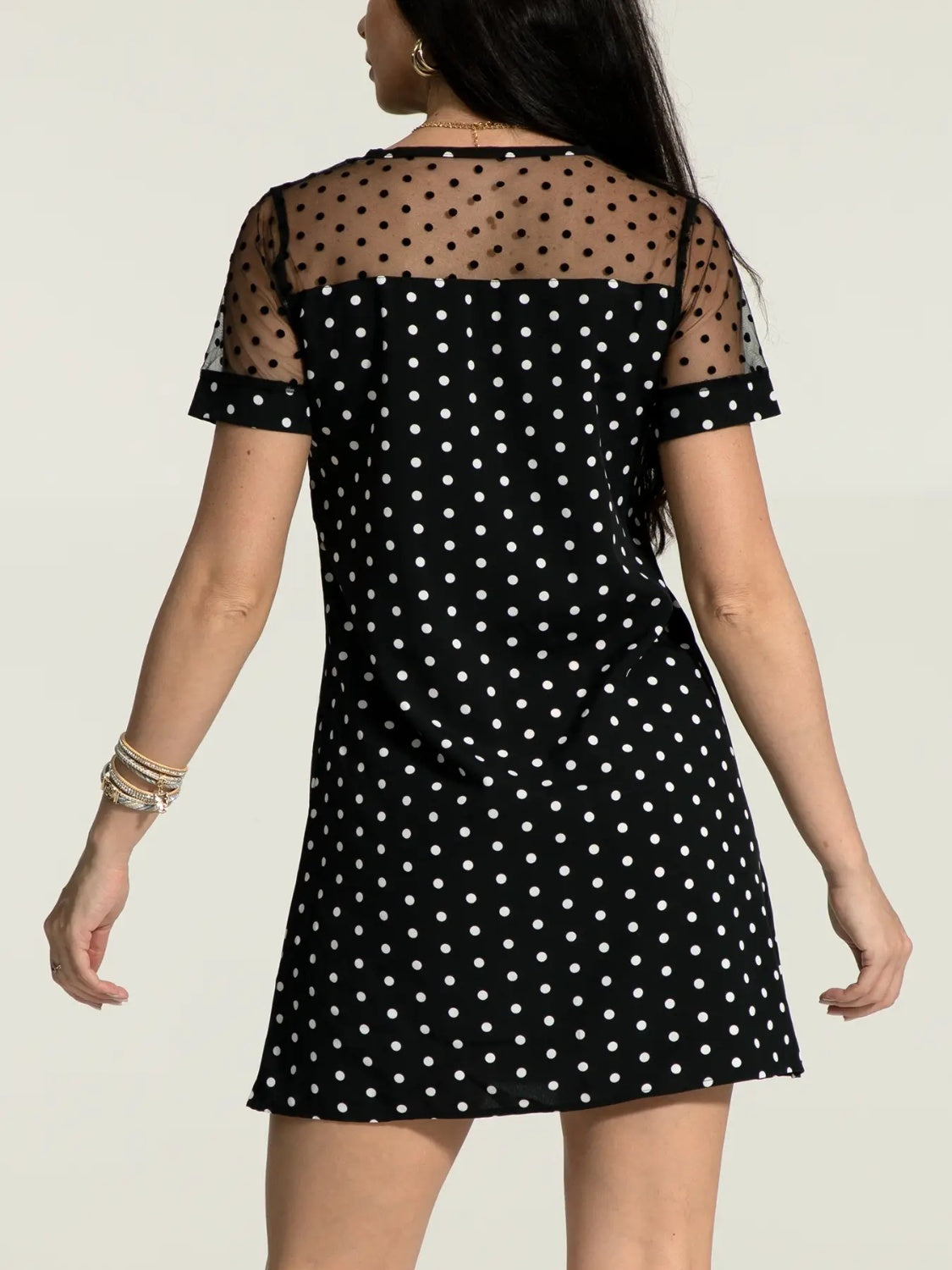 Polka Dot Short Sleeve Mini Dress-Angel Casuals