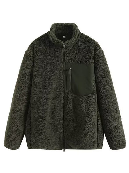 Zip Up Long Sleeve Plush Jacket-Angel Casuals