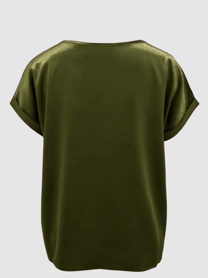 Round Neck Short Sleeve T-Shirt-Angel Casuals