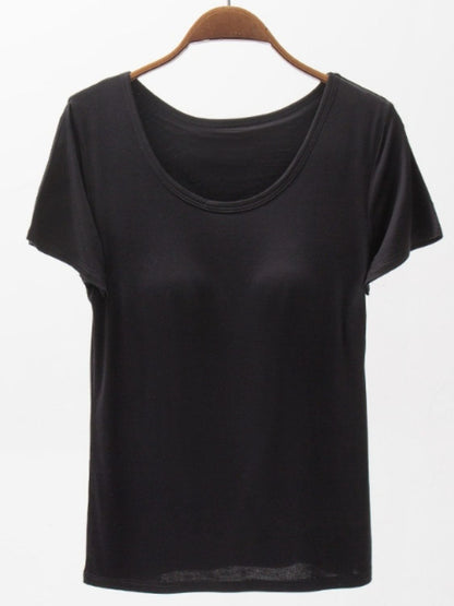 Round Neck Modal T-Shirt with Bra-Angel Casuals