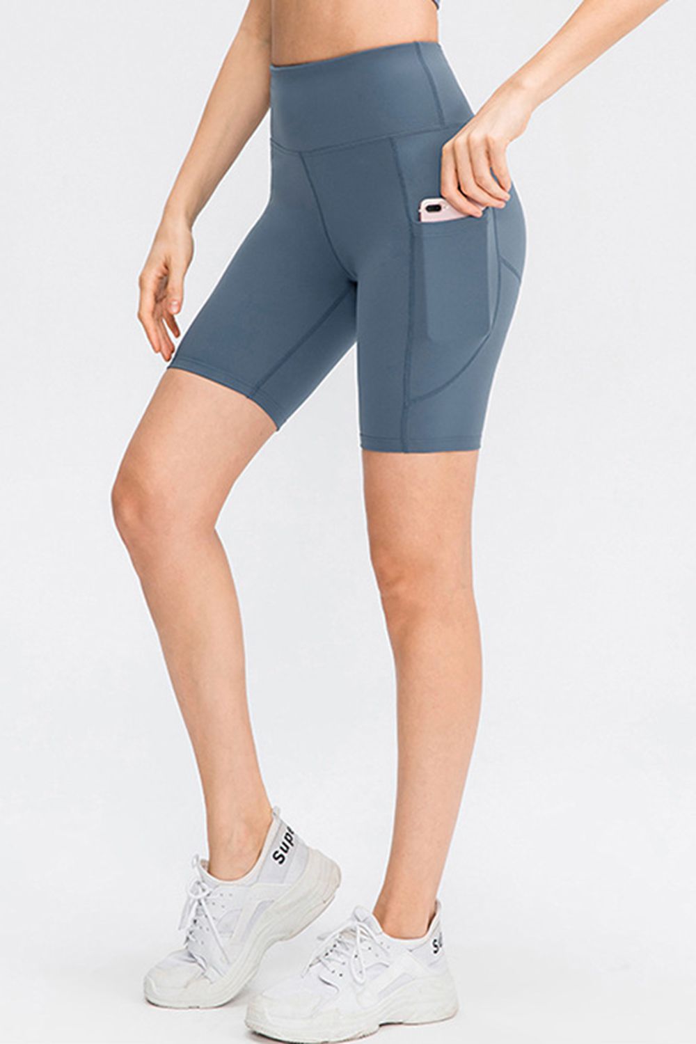 Wide Waistband Sports Shorts with Pockets-Angel Casuals