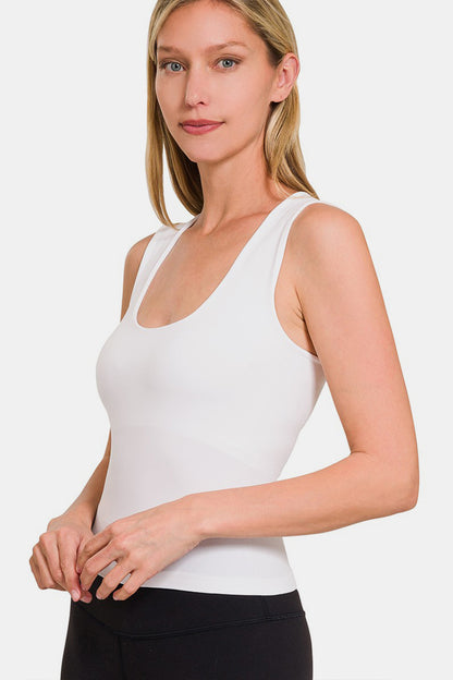 Zenana Cropped Padded Seamless Tank-Angel Casuals