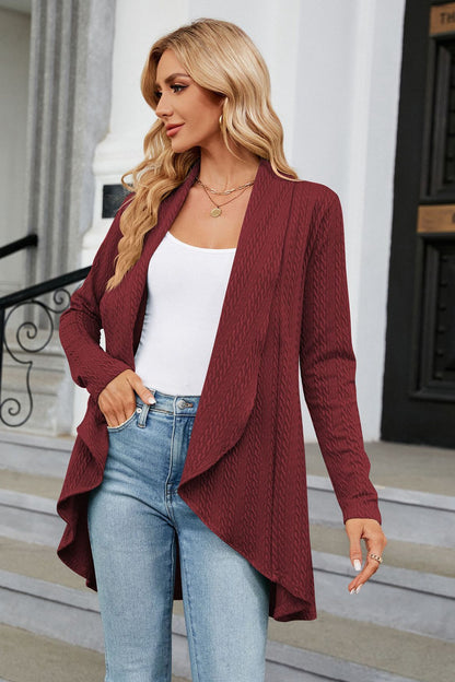 Open Front Long Sleeve Cardigan-Angel Casuals