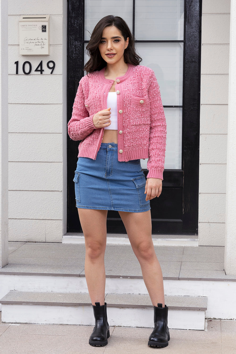 Button Up Round Neck Cardigan-Angel Casuals