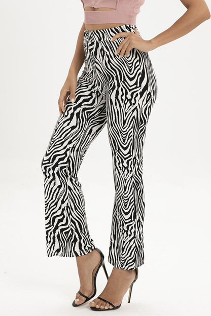 Zebra Print Straight Leg Pants-Angel Casuals