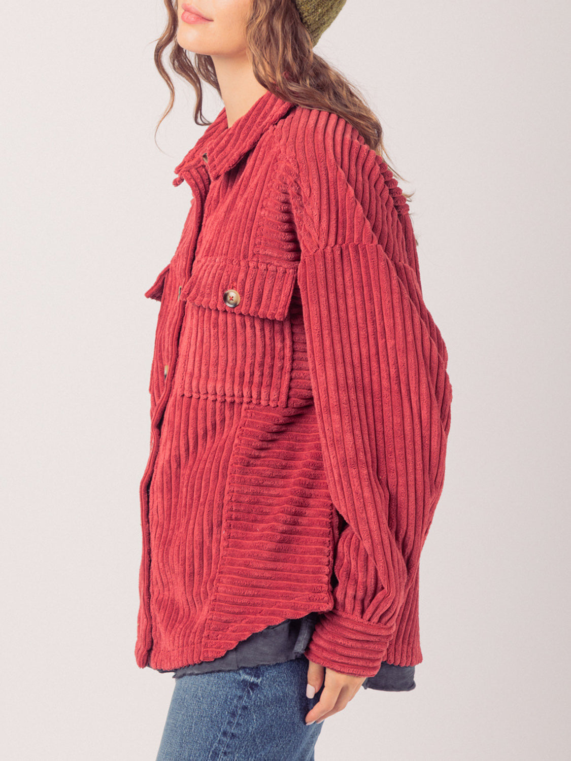 Button Up Long Sleeve Corduroy Jacket-Angel Casuals