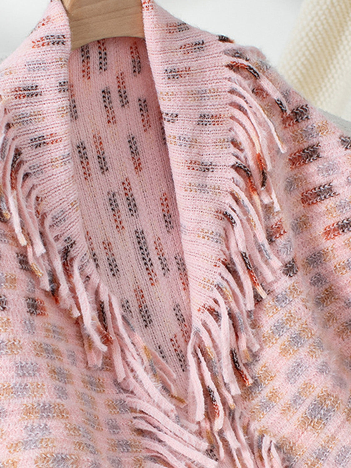 Fringe Open Front Half Sleeve Poncho-Angel Casuals