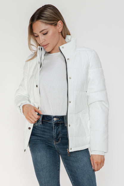 YMI Pocketed Zip Up Turtleneck Puffer Jacket-Angel Casuals