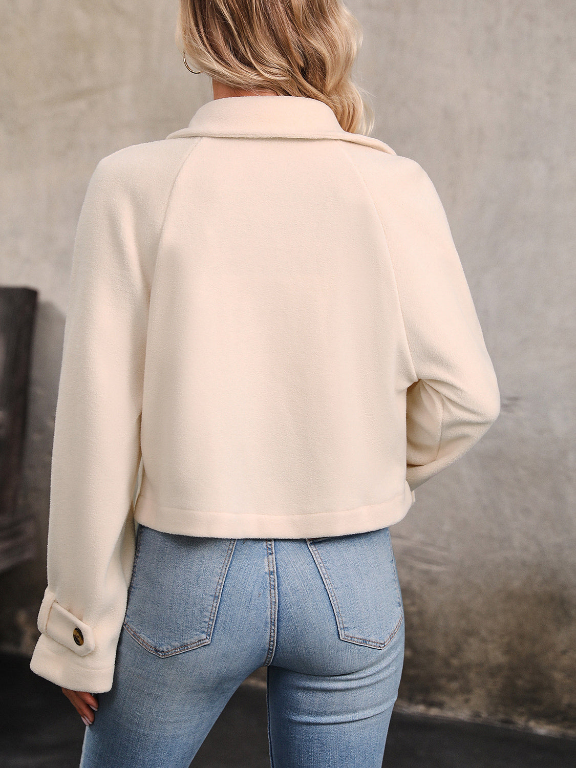 Perfee Button Up Collared Neck Long Sleeve Jacket-Angel Casuals