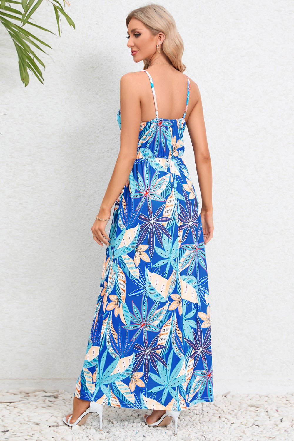 Printed Surplice Maxi Cami Dress-Angel Casuals