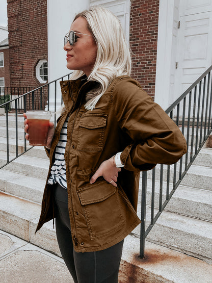 Pocketed Long Sleeve Zip Up Jacket-Angel Casuals
