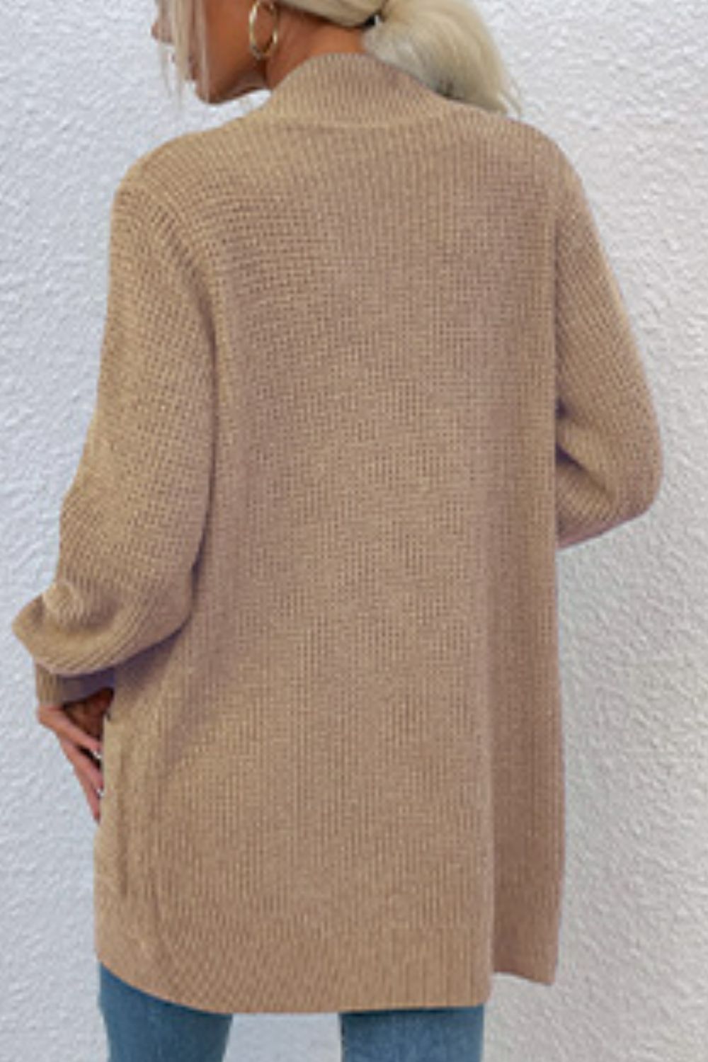 Open Front Rib-Knit Cardigan with Pockets-Angel Casuals