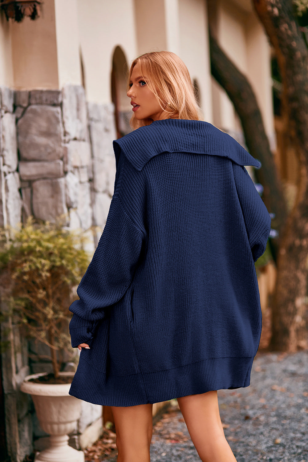 Collared Neck Button-Up Cardigan with Pockets-Angel Casuals
