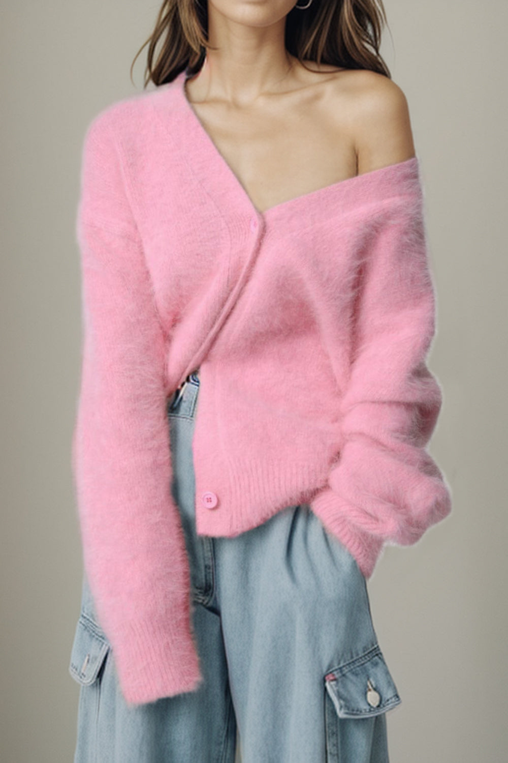 Button Up Dropped Shoulder Cardigan-Angel Casuals