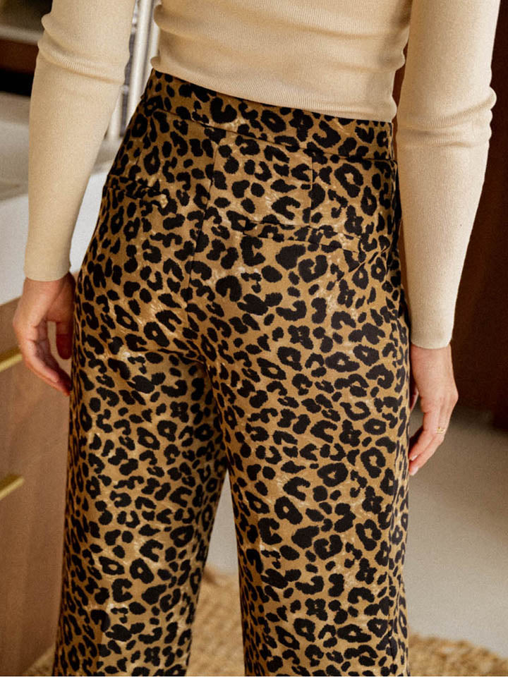 Leopard Wide Leg Pants-Angel Casuals