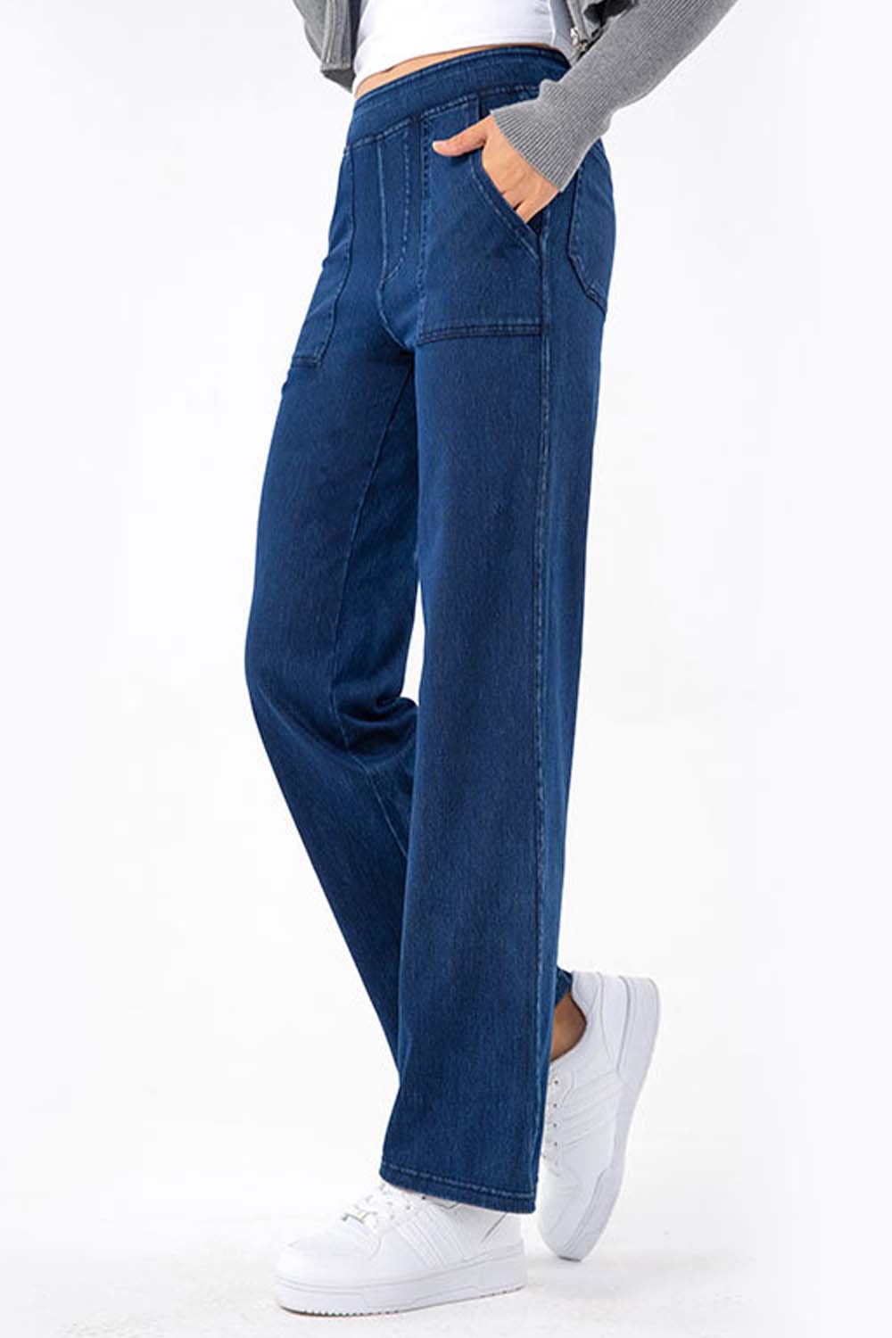 Pocketed Long Jeans-Angel Casuals