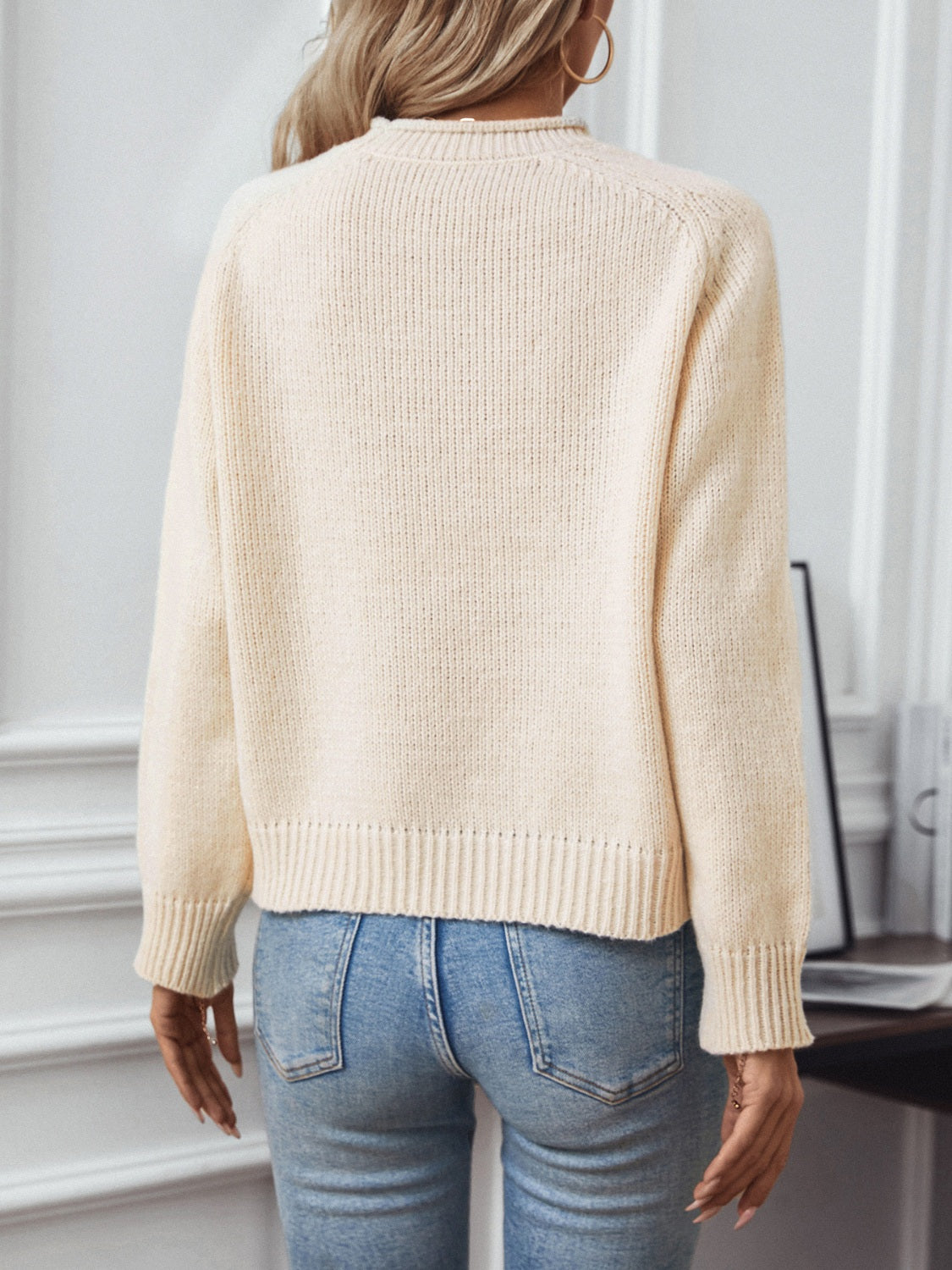 Christmas Tree Round Neck Raglan Sleeve Sweater-Angel Casuals