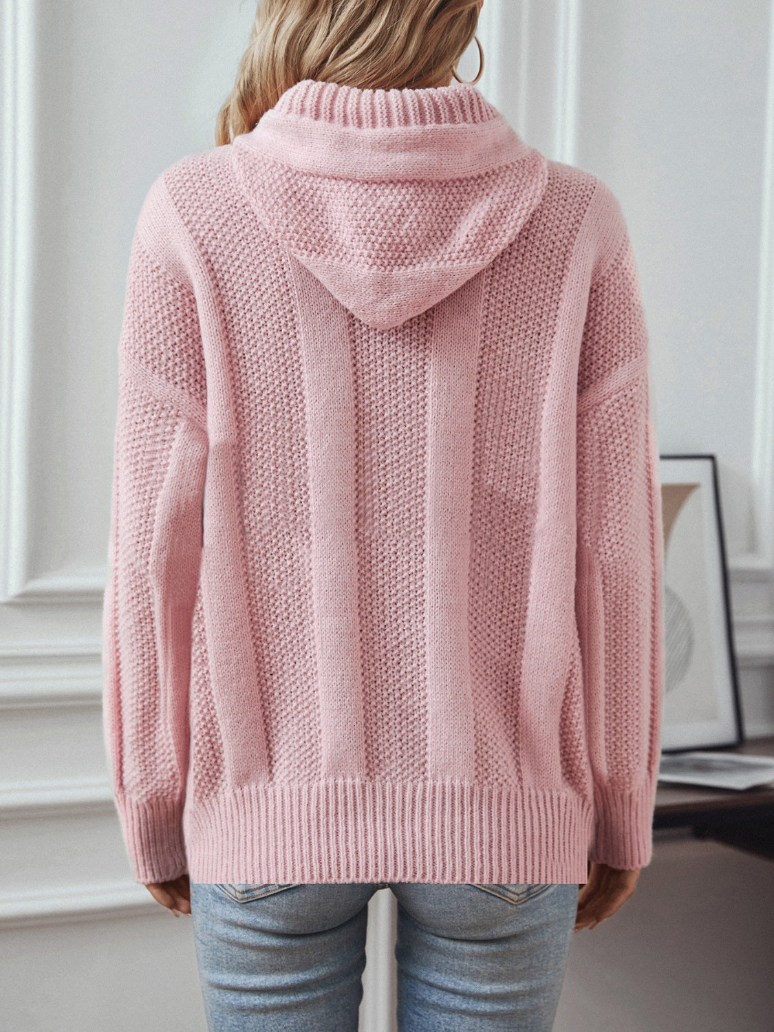 Drawstring Long Sleeve Hooded Sweater-Angel Casuals