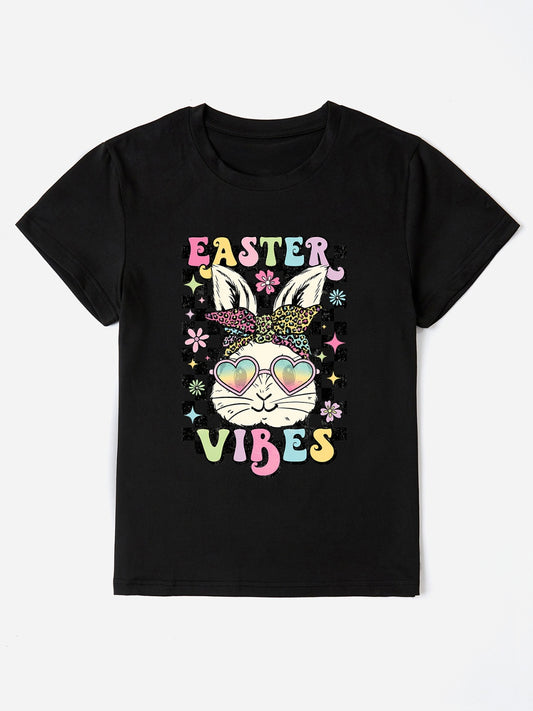 EASTER VIBES Round Neck Short Sleeve T-Shirt-Angel Casuals