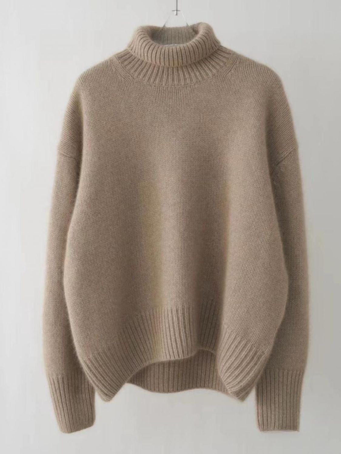 Turtleneck Dropped Shoulder Long Sleeve Sweater-Angel Casuals