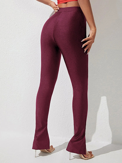 High Waist Slit Skinny Pants-Angel Casuals