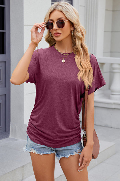 Round Neck Flutter Sleeve T-Shirt-Angel Casuals