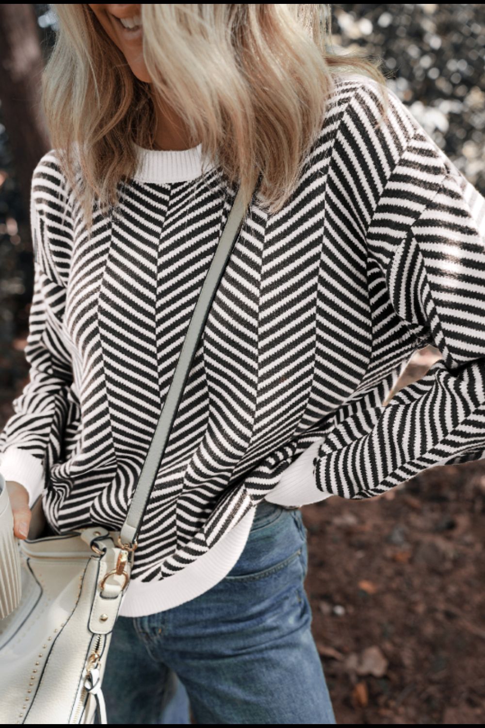 Striped Round Neck Long Sleeve Sweater-Angel Casuals