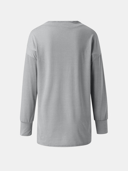 Full Size V-Neck Long Sleeve T-Shirt-Angel Casuals