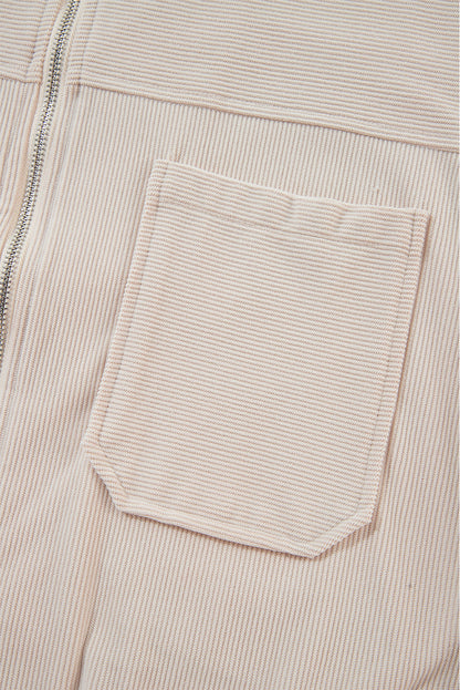Pocketed Zip Up Long Sleeve Hooded Jacket-Angel Casuals