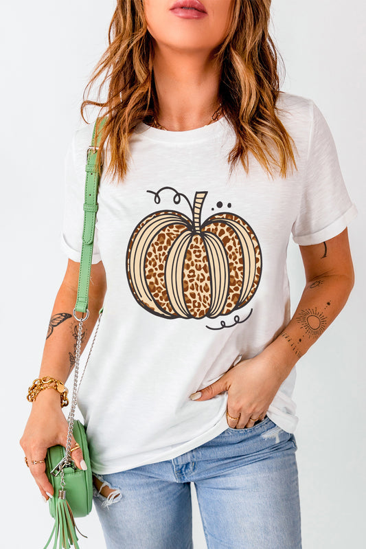 Pumpkin Round Neck Short Sleeve T-Shirt-Angel Casuals