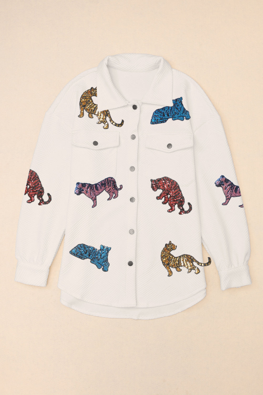 Tiger Sequin Dropped Shoulder Jacket-Angel Casuals