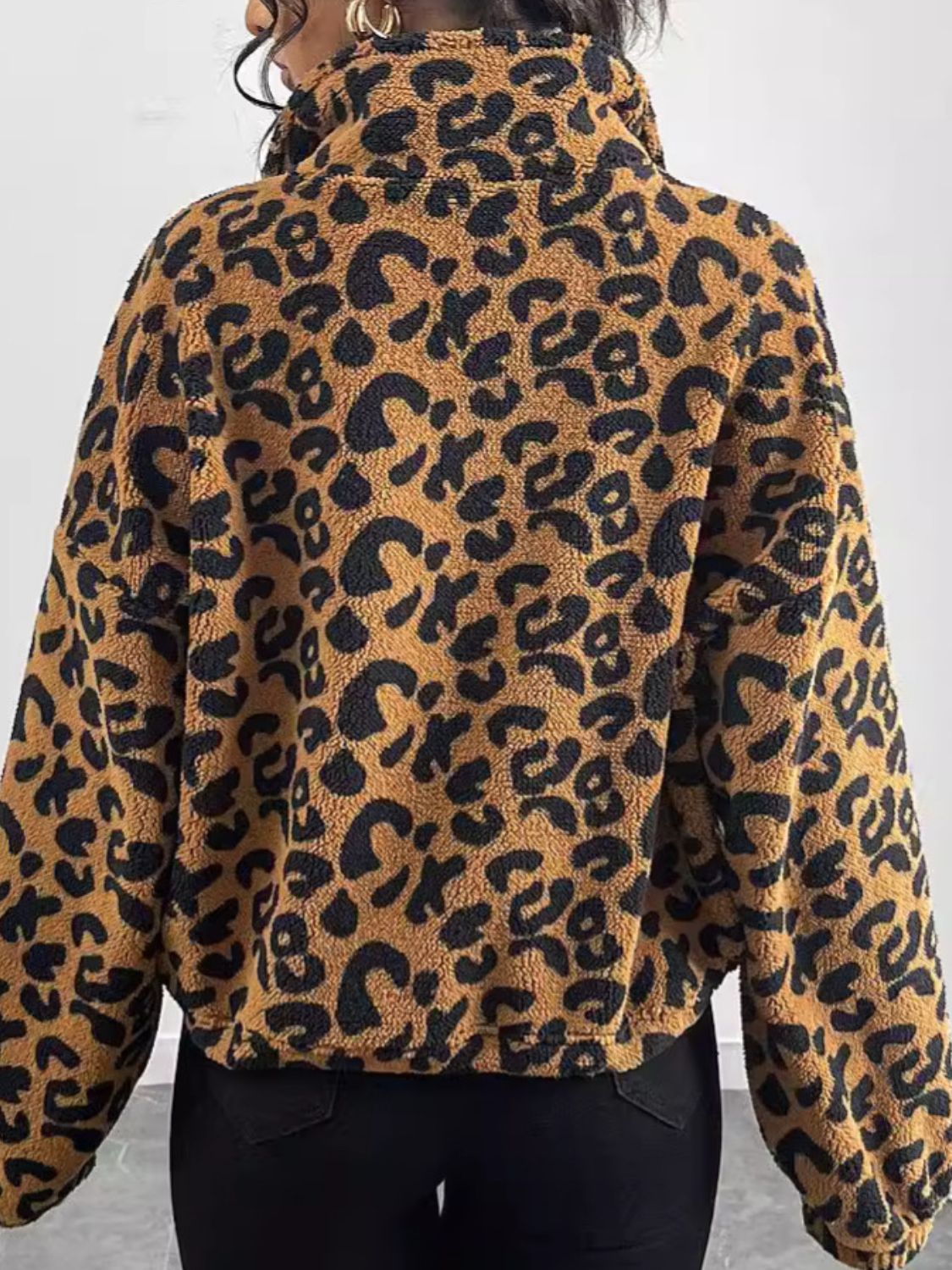 Leopard Zip Up Long Sleeve Jacket-Angel Casuals