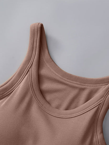 Round Neck Tank with Bra-Angel Casuals