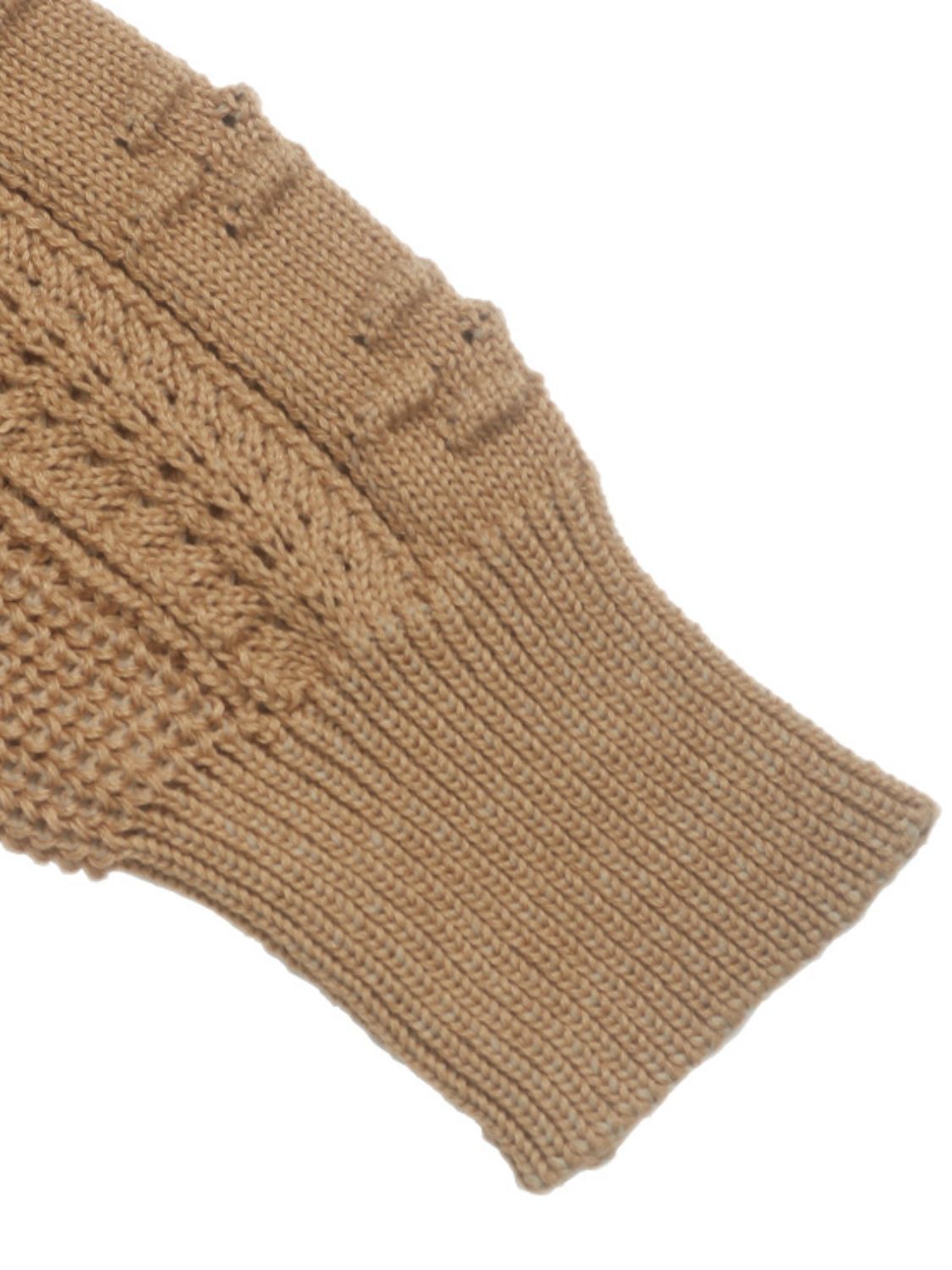 Perfee Openwork Round Neck Long Sleeve Sweater-Angel Casuals