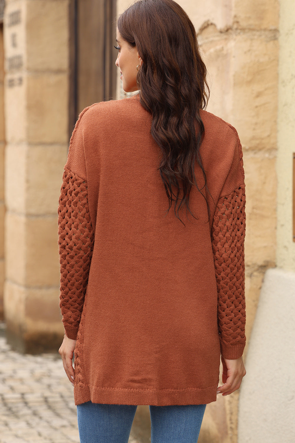 Open Front Dropped Shoulder Cardigan with Pockets-Angel Casuals