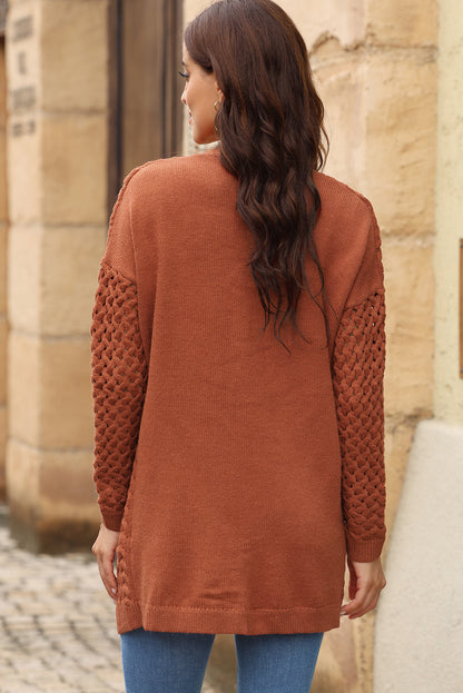 Open Front Dropped Shoulder Cardigan with Pockets-Angel Casuals