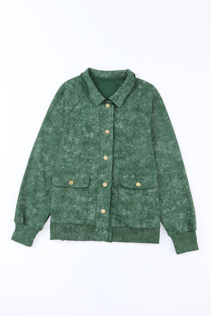 Snap Down Flap Pocket Long Sleeve Shacket-Angel Casuals
