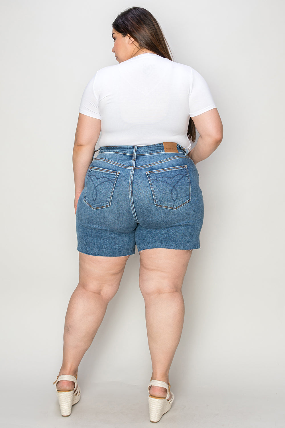 Judy Blue Full Size High Waist Slim Denim Shorts-Angel Casuals