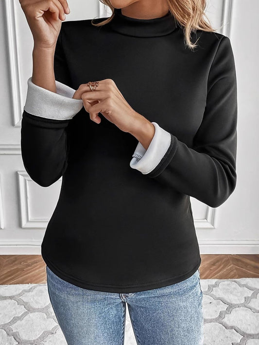 Mock Neck Long Sleeve T-Shirt-Angel Casuals