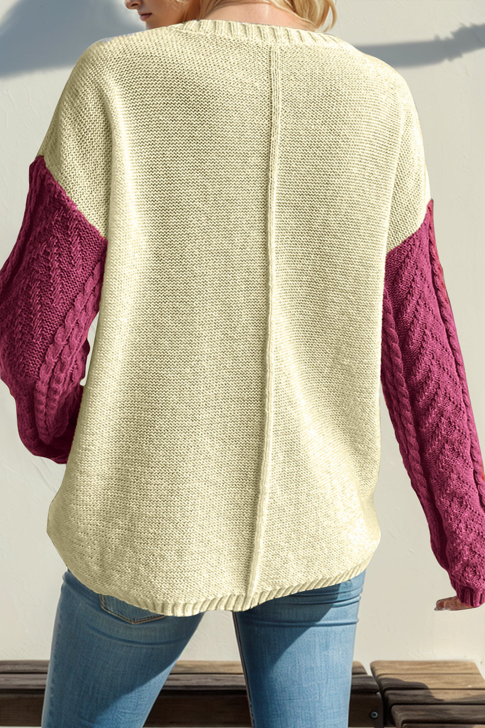 Double Take Full Size Color Block Drop Shoulder Sweater-Angel Casuals