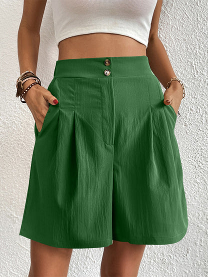 High Waist Shorts with Pockets-Angel Casuals