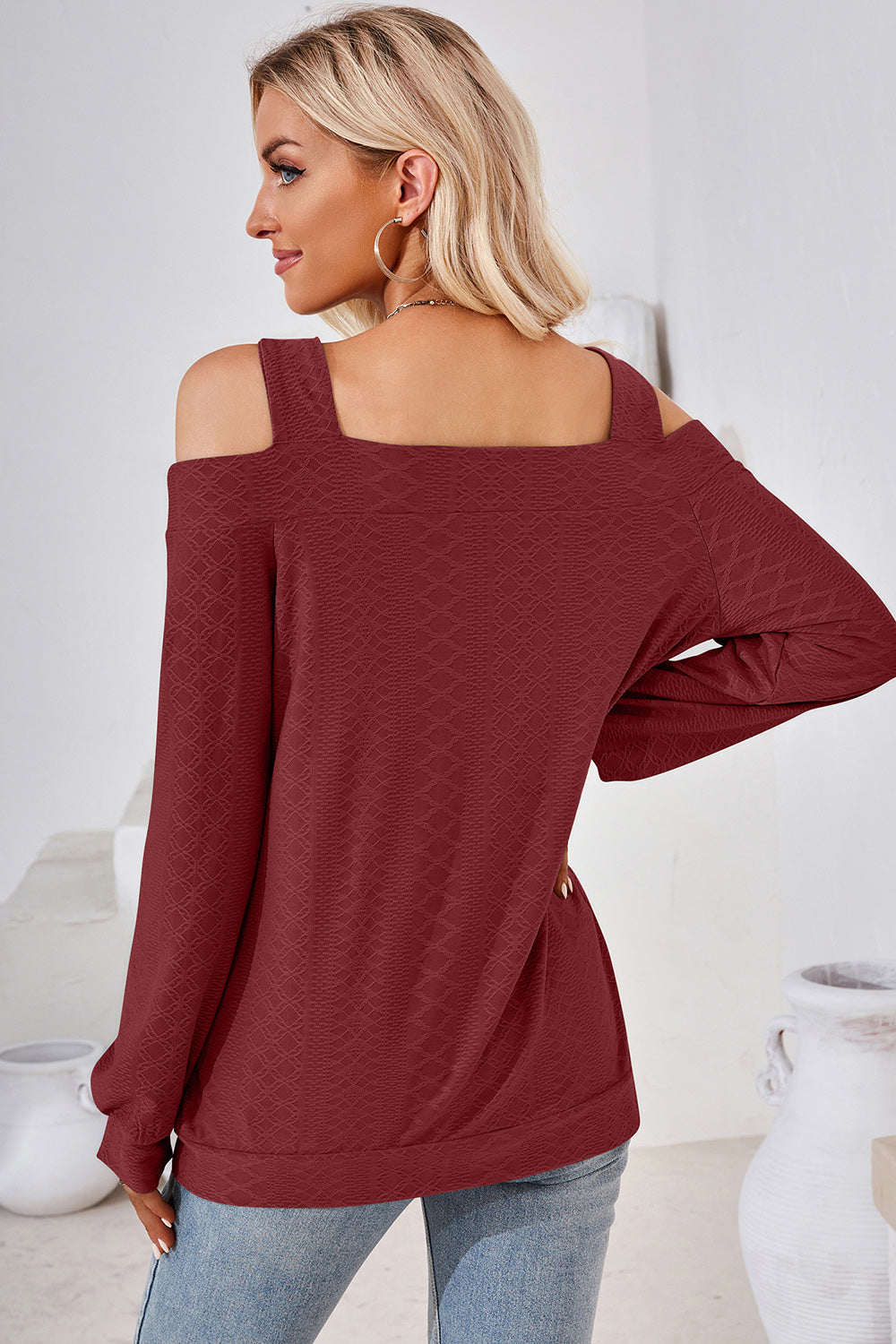 Cutout Square Neck Cold Shoulder T-Shirt-Angel Casuals