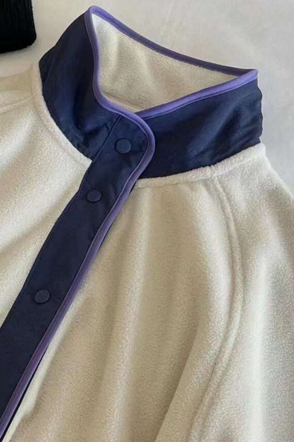 Double Take Snap Down Contrast Fleece Jacket with Pockets-Angel Casuals