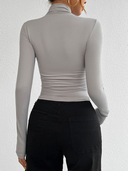 Devine Mock Neck Long Sleeve T-Shirt-Angel Casuals