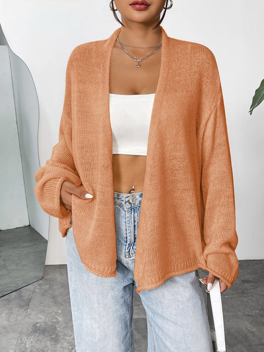 Open Front Dropped Shoulder Cardigan-Angel Casuals