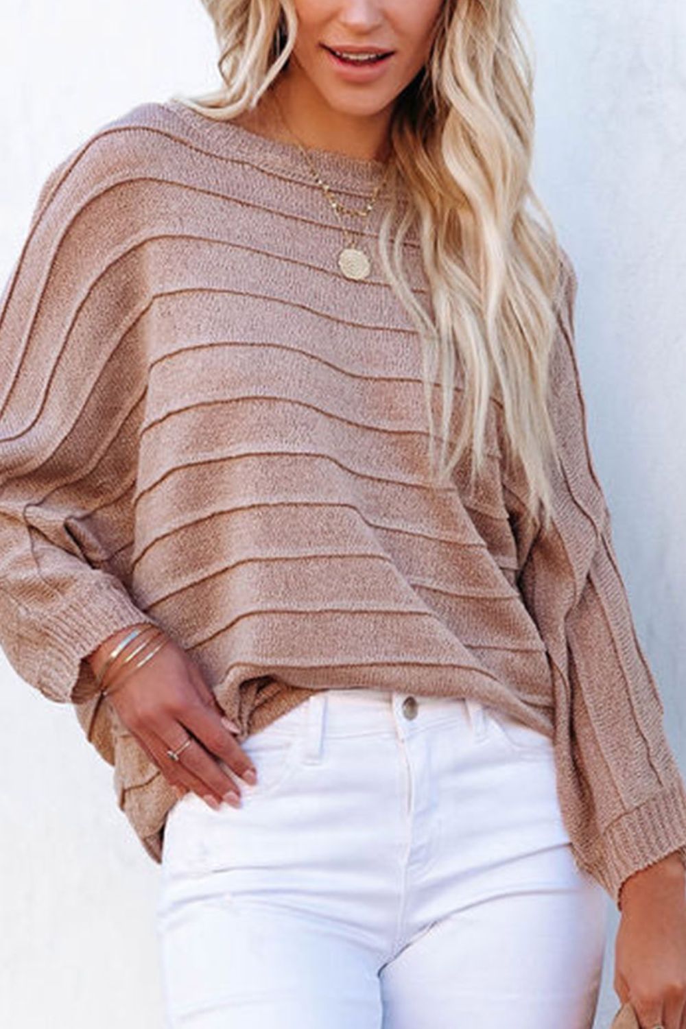 Round Neck Long Sleeve Knit Top-Angel Casuals