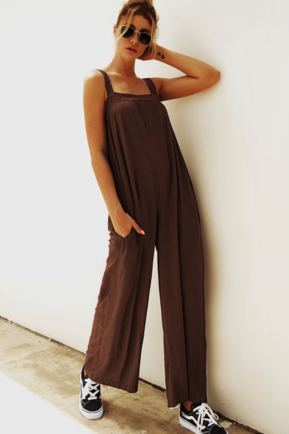 Wide Strap Wide Leg Jumpsuit-Angel Casuals