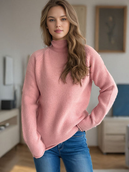 Turtleneck Long Sleeve Sweater-Angel Casuals